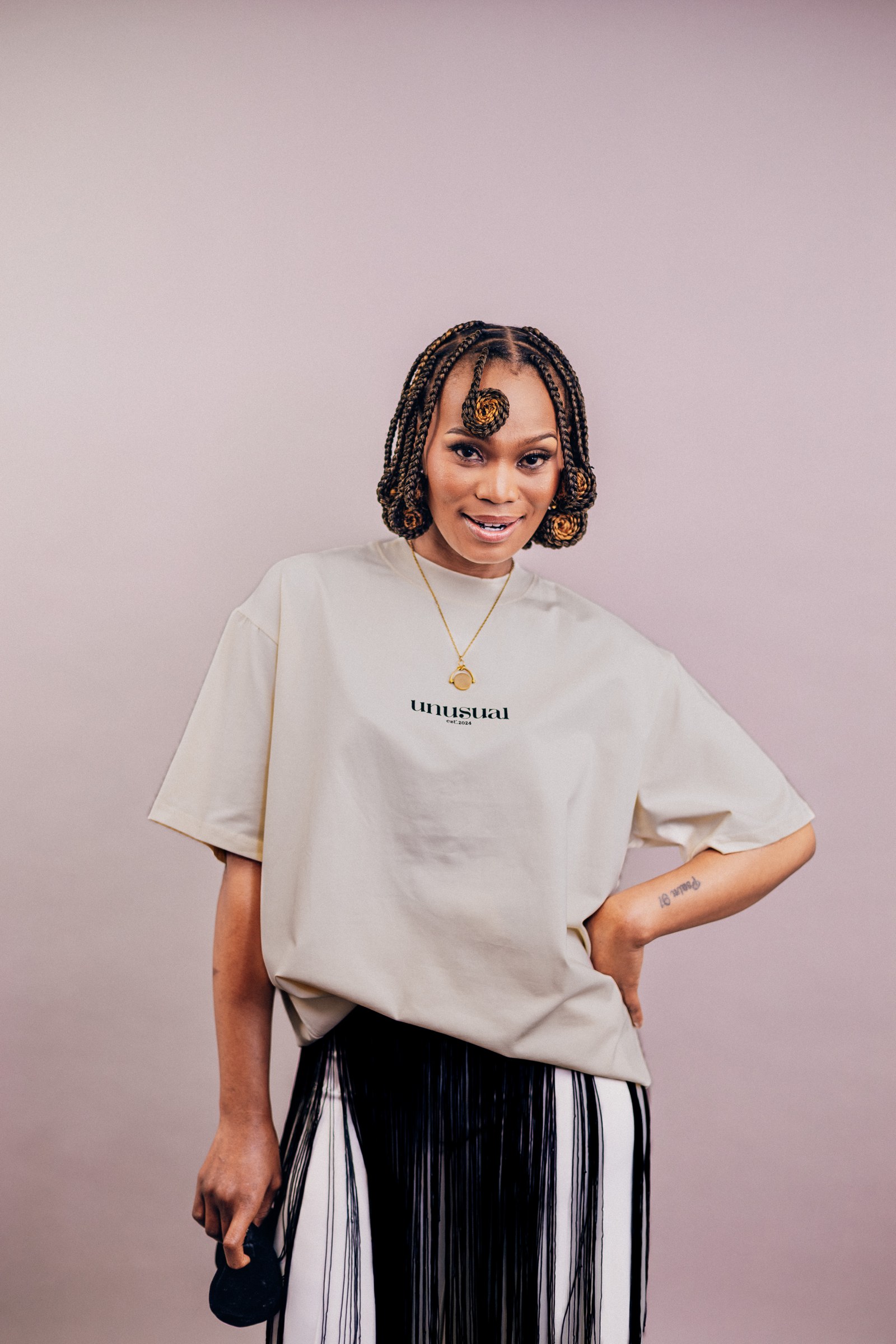 A model in an Unusual T-shirt
